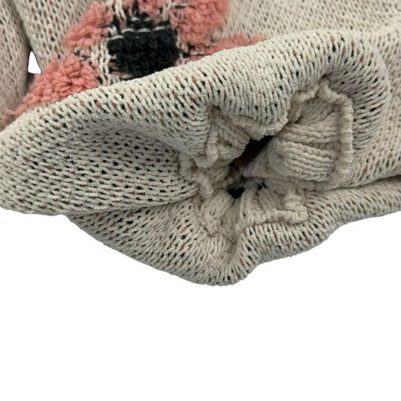 POL Floral Pattern Hooded Cropped Sweater Women Small Pink Cream Boxy - Picture 5 of 8